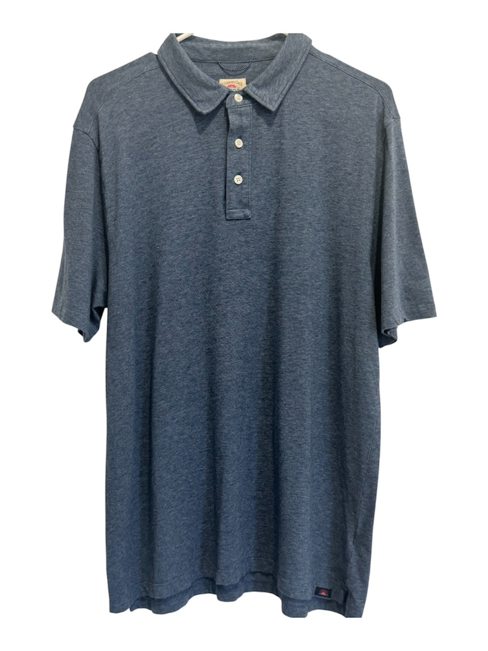 Faherty Men’s Short Sleeve Movement Polo Shirt Blue Heather Texture Size Large
